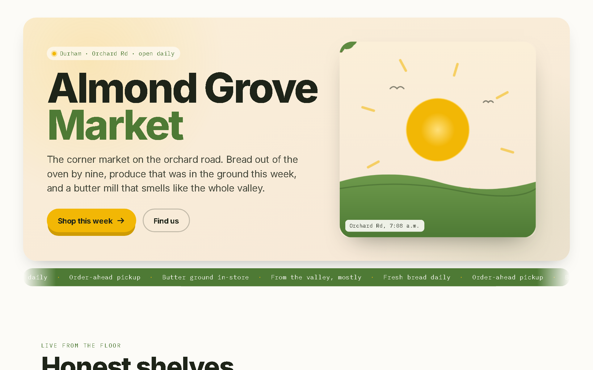 Almond Grove Market — concept site preview