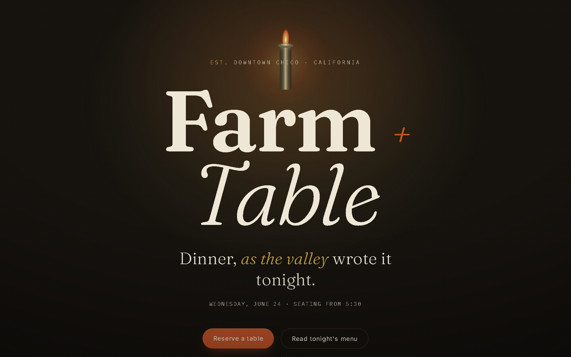 Farm + Table Bistro — concept site preview